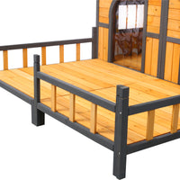 Wooden Large Dog House Outdoor Double XL Dog Kennel with Elevated Floor and Porch, Weatherproof Puppy Shelter for Small 