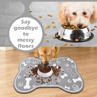 Dog Cat Food Mat,Rapid Absorbent Pet Feeding Mat, Bone Shaped Dog Placemat Water Bowl Mat With Rubber Backing,No Stains 