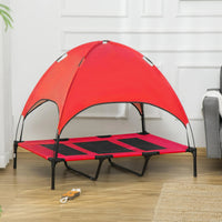 48 In X 36 In Elevated Dog Cot Cooling Pet Bed With UV Protection Canopy Shade, Portable Raised Outdoor Dog Bed, Heavy D