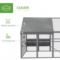 Large Chicken Coop With Nesting Box, Water-Resistant And Anti-UV Cover For 8-12 Chickens, GrayMultiple Packages Shipped.