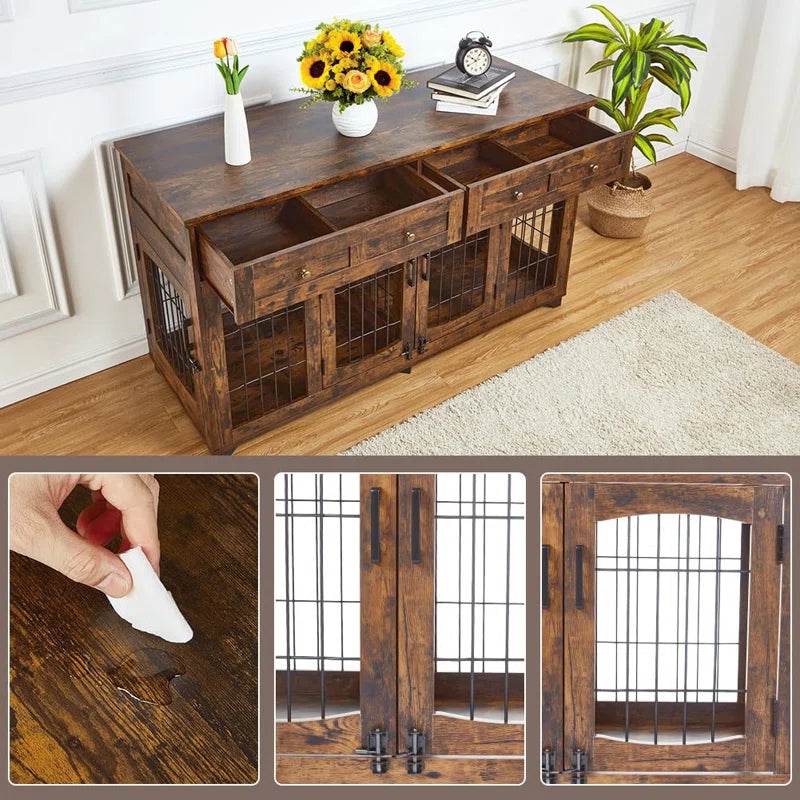 Dog Crate Furniture with Openable Partition - BIG FRENCHIES