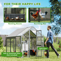 Large Wooden Chicken Run with Waterproof & Anti-UV Cover, for 6-8 Chickens, for Backyard, Farm, 5.5 x 6 x 6