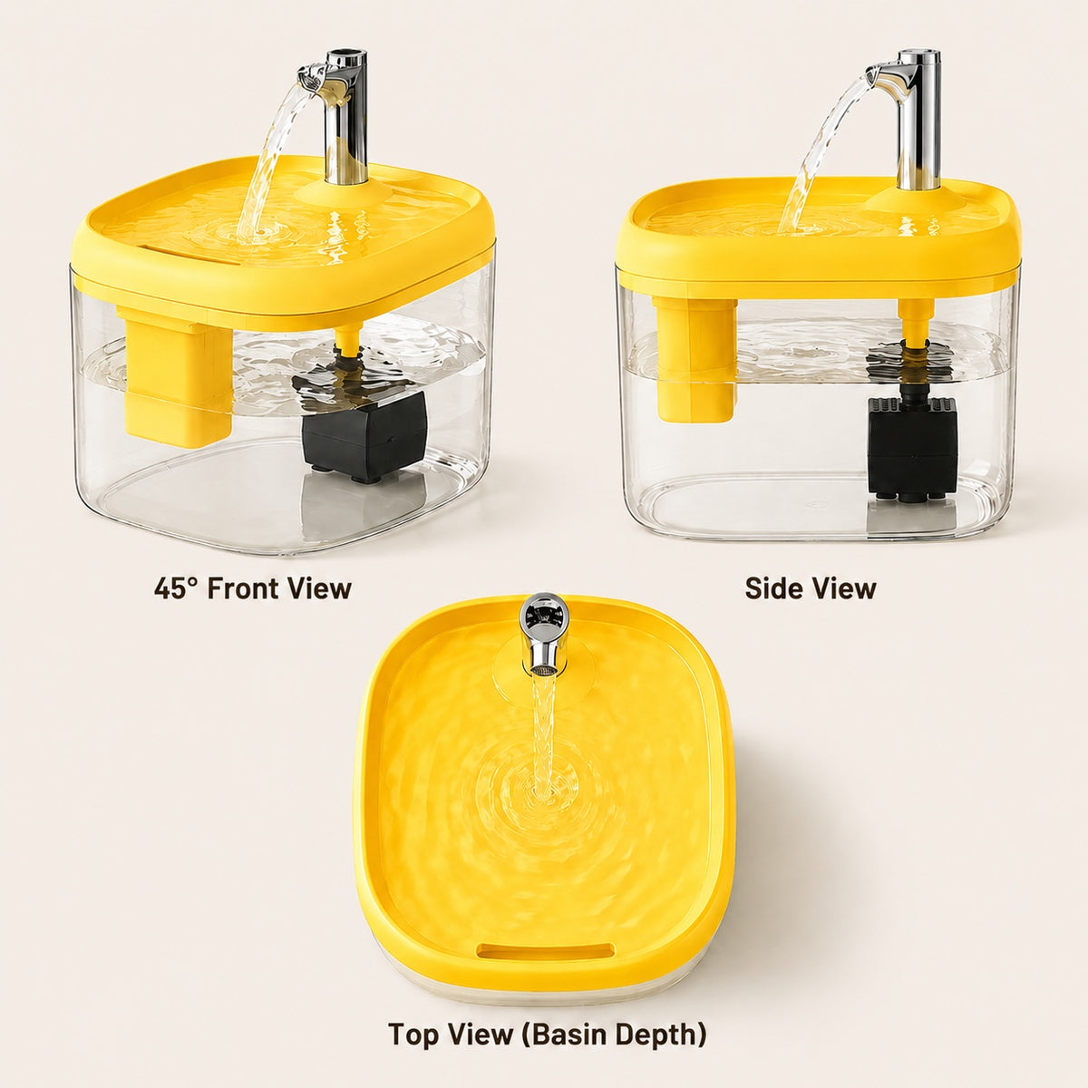 2.5L Pet Water Fountain, Automatic Circulating Cat Water Dispenser With Transparent Water Tank, Quiet Drinking Water Bow