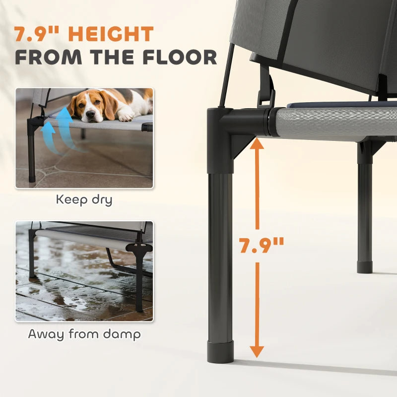 PawHut Elevated Dog Bed With Removable Canopy, Portable Outside Raised Pet Cot With Cooling Pad, Storage Bag