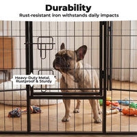 Dog Playpen Indoor Fence Height Metal Exercise Pen with Door Small Puppy/Medium/Large Dogs Animal Pet for Outdoor, Garde