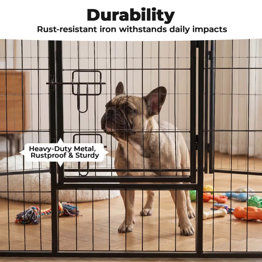 Dog Playpen Indoor Fence Height Metal Exercise Pen with Door Small Puppy/Medium/Large Dogs Animal Pet for Outdoor, Garde