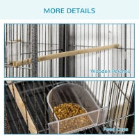 Rolling L Bird Cage W Storage Shelf Perch Food Container