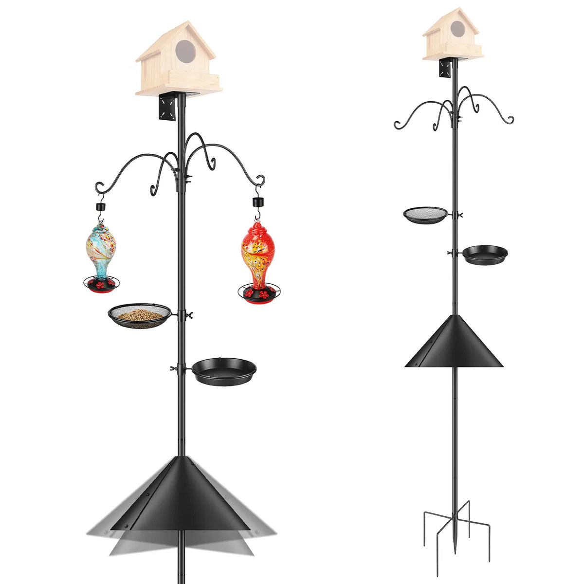 94Inch Squirrel Proof Bird Feeder Pole Heavy-Duty Bird House Pole Outdoor Bird Feeding Station with 5 Adjustable Heights