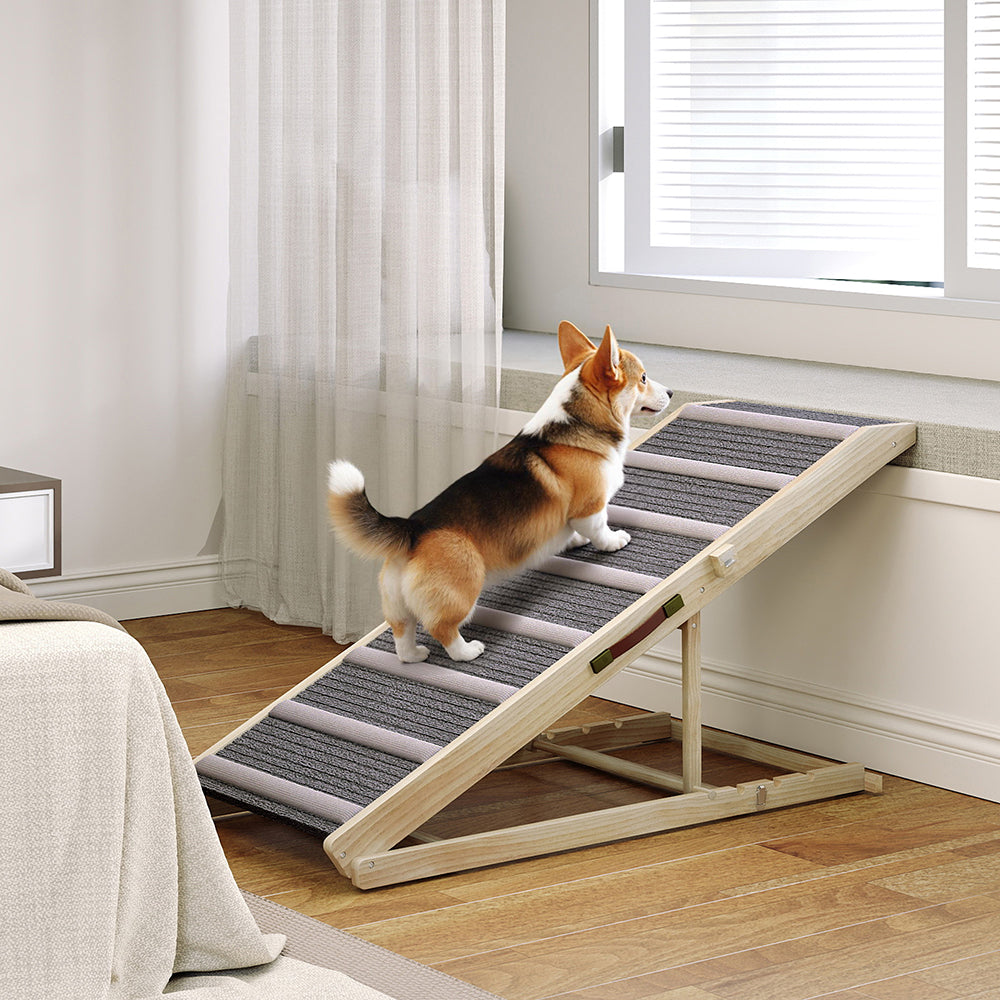 Dog Ramp For Couch, 4 Adjustable High-traction Carpet And Crossbars Foldable Pet Ramp For Small To Large Dog