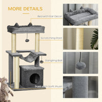 39.25'' Cat Tree Tower Multi-Level Kitten House with Scratching Post Condo Hammock Bed Ball Toy - Gray