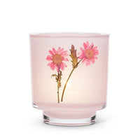 Frosted Glass Votive Candle Holder With Pressed Flowers Set of 4 - BIG FRENCHIES