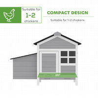 Wooden Chicken Coop Outdoor with Nesting Box, Pull-Out Metal Tray, for 1-2 Chickens, Rabbits, Ducks, 36" x 25" x 27"