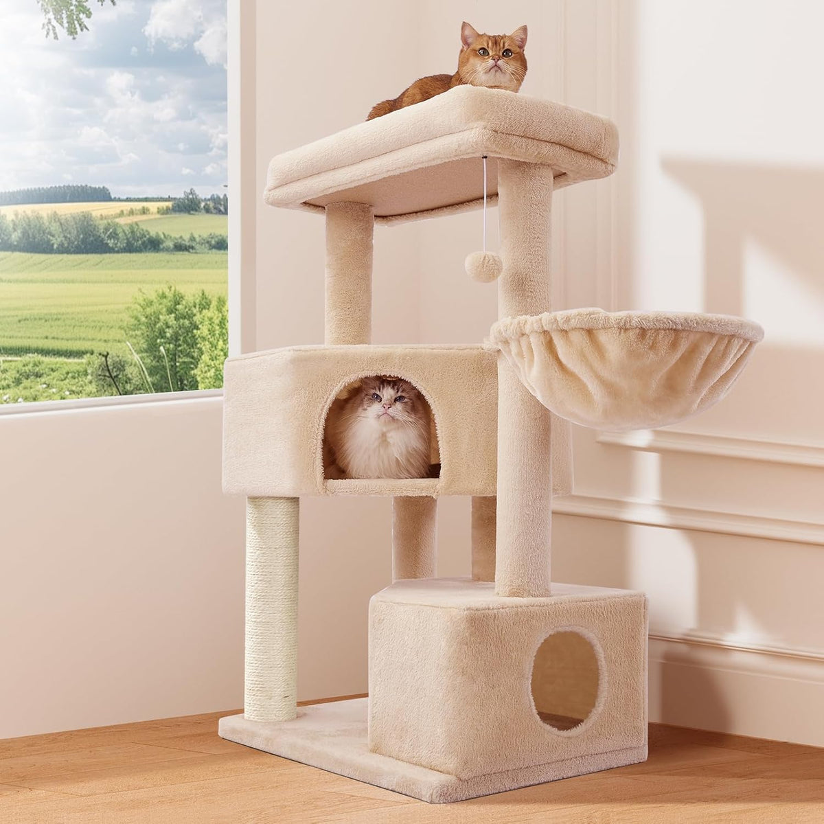 Gardner Pets Large Cat Tree For Medium To Large Cats, Heavy-Duty Cat Tower With Scratch Post And Washable Top Perch. Sel