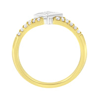 10K Two Tone Color 1/2 Cttw Diamond Kite and Split Shank Ring (H-I Color,SI2-I1 Clarity)