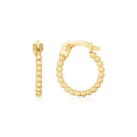 14K Yellow Gold Bead Hinged Hoop Earrings
