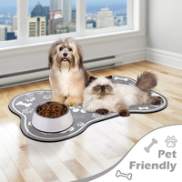 Dog Cat Food Mat,Rapid Absorbent Pet Feeding Mat, Bone Shaped Dog Placemat Water Bowl Mat With Rubber Backing,No Stains 