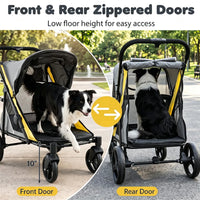 220LBS Large Capacity Dog Stroller, Foldable Pet Stroller with 360 Swivel Shock-Absorbing Wheels, One-Click Brake & Retr