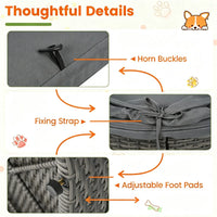 Gray Hand-Woven PE Rattan Dog Bed with Adjustable Canopy, Elevated Outdoor Pet Daybed with Washable Plush Cushion, Anti-