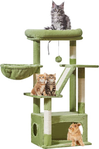 38-Inch Cat Tree for Indoor Cats | Kitten Tower with Condo, Hammock & Perch