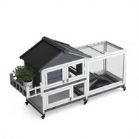 Gray 65" Spacious Wooden Rabbit Hutch: Pet Playpen with Openable Roof for Easy Access & Storage Box for Rabbits