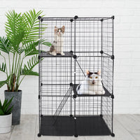 Cat Cage DIY Indoor Pet Home Small Animal House Detachable Playpen with 3 Doors 3 Tiers for Kitten Puppy Bunny Exercise.