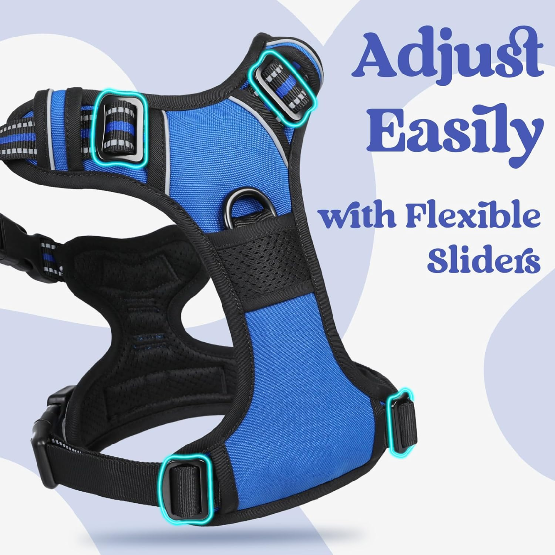 Dog Harness For Large, No Pull Easy On & Off With 3 Buckles Pet Harness, Adjustable Soft Walking Vest With 2 Clips And H