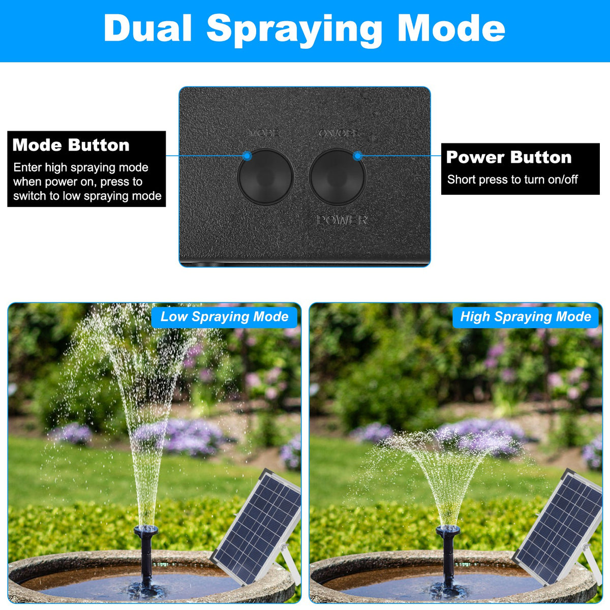 1Pc 3Tier Solar Bird Bath Fountain Solar Powered Water Fountain Waterfall Feature With Colorful Light 3 Nozzles 6W Solar