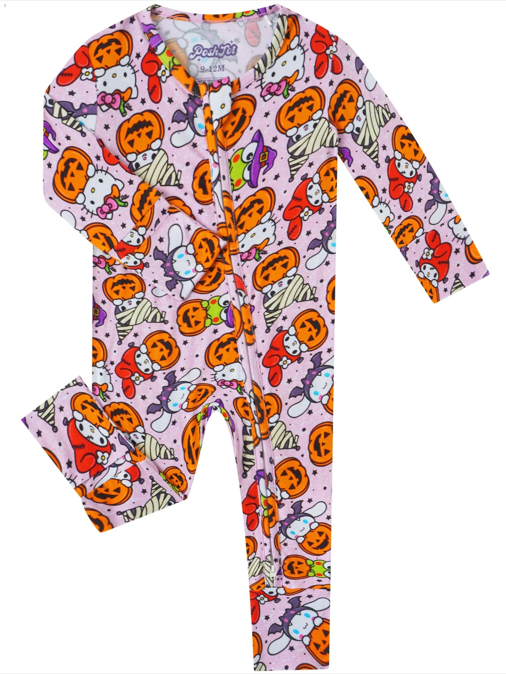 PoshTOT Sanrio Hello Kitty Pumpkin Bamboo Baby Convertible Zippy Romper