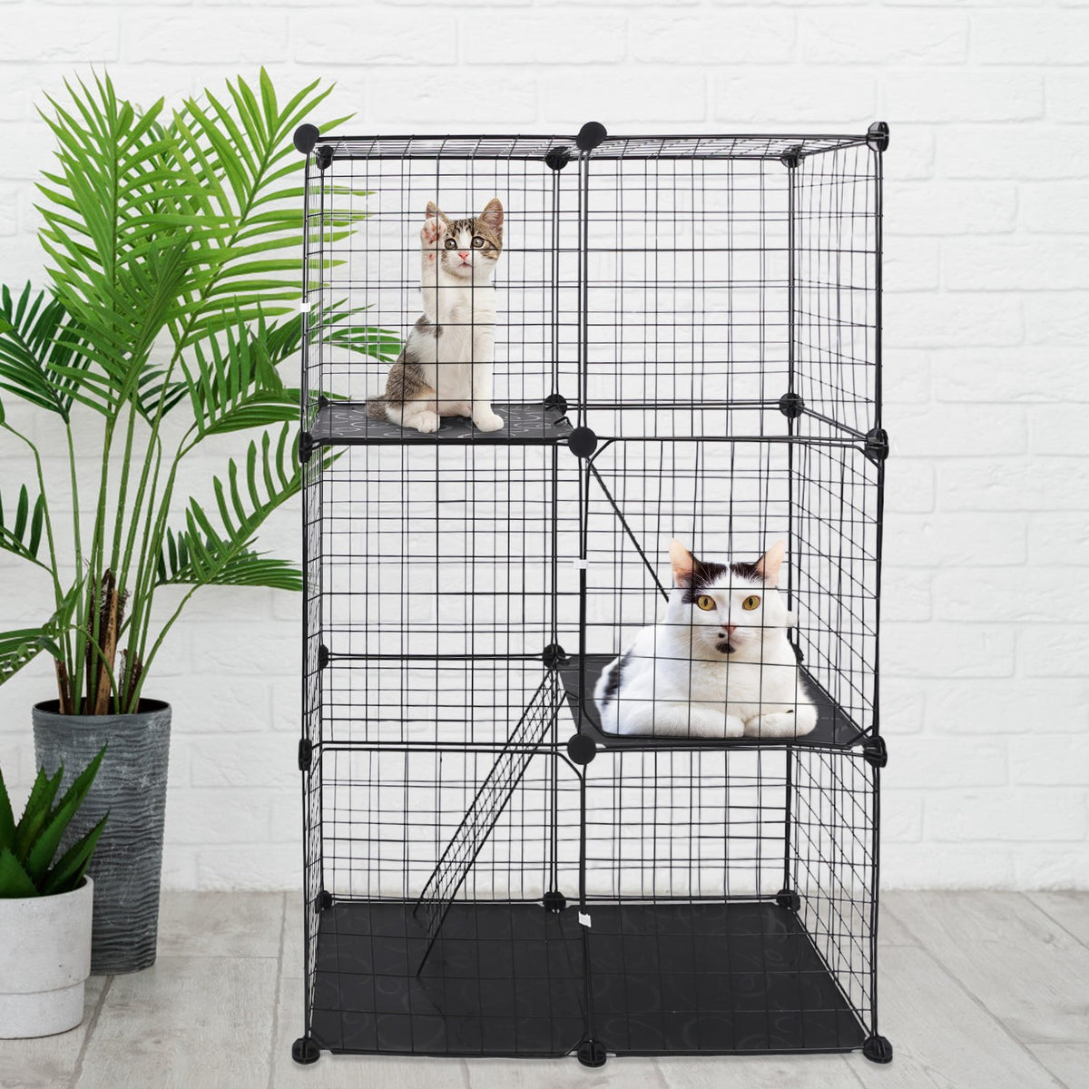 Cat Cage DIY Indoor Pet House, Small Animal House. Detachable Playpen With 3 Doors And 3 Layers, Suitable For Kittens, P