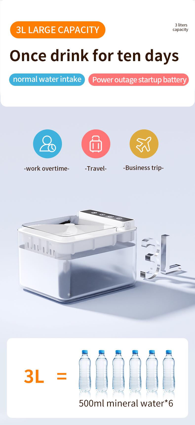 Wireless Charging Battery Driven 304 Stainless Steel Cat Automatic Induction Pet Water Fountain