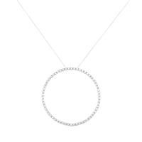 .925 Sterling Silver 5.0 Cttw Prong Set Round-cut Diamond Open Circle Hoop 18" Pendant Necklace (I-J Color, I2-I3 Clarity)