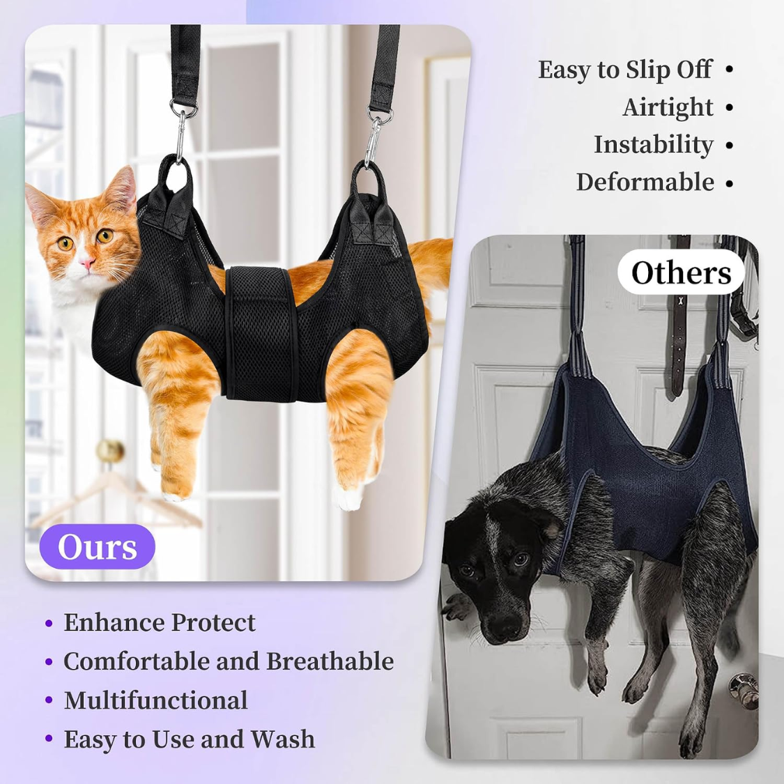 Cat Grooming Hammock Kit For Cats Dogs Up To 12 Lb, Hanging Harness And Sling For Nail Trimming, Includes Clippers Trimm