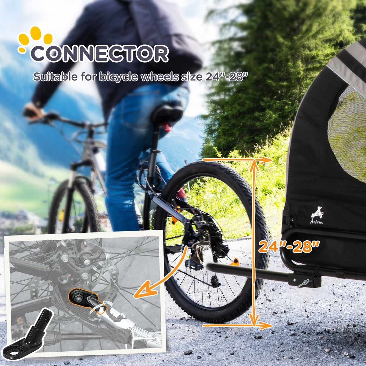 2-in-1 Pet Bike Trailer for Small Medium Dogs, Road-Visibility Dog Stroller Bicycle Carrier, Weather-Strong Bike Wagon T