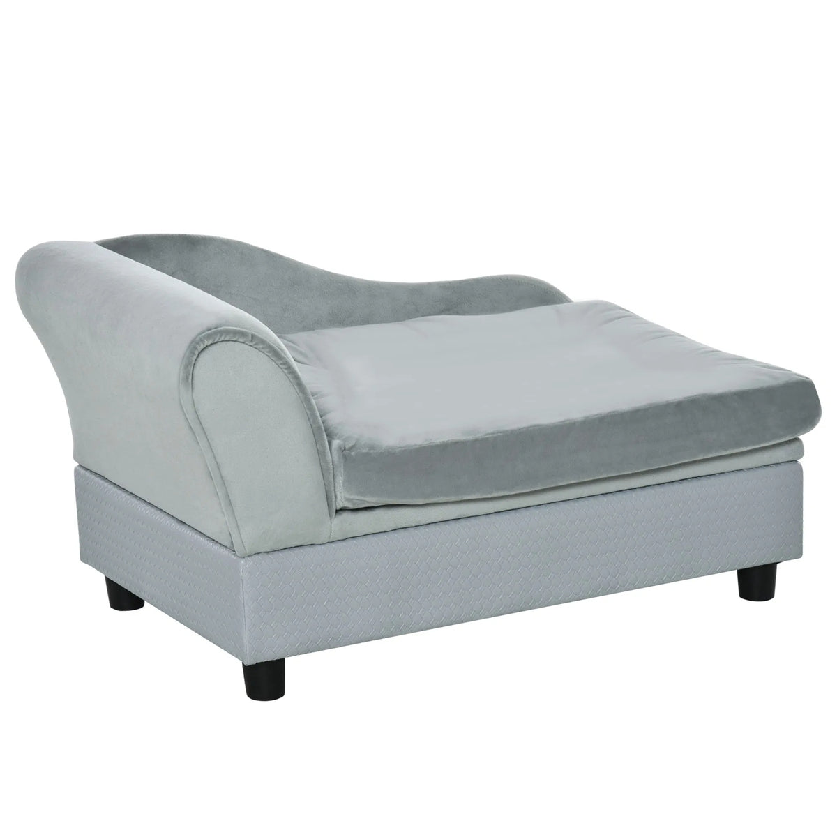 Luxury Dog Bed For Small Dogs, Hidden Storage, Soft Foam Couch, Modern Pet Furniture, Grey