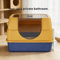 Enclosed Cat Litter Box, Orange - Odor-Locking, Spacious For Large Cats, A Must-Have For Cat Parents