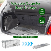 2Pcs 24X7.48X8.27IN Folding Humane Live Animal Trap Cages Easy To Catch And Release Foldable Cat Trap Galvanized Steel F