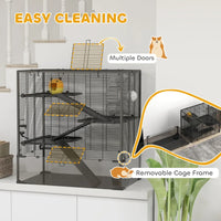 4 Tier Hamster Cage With Deep Tempered Glass Bottom, Running Wheel, Hut, Water Bottle, Food Dish