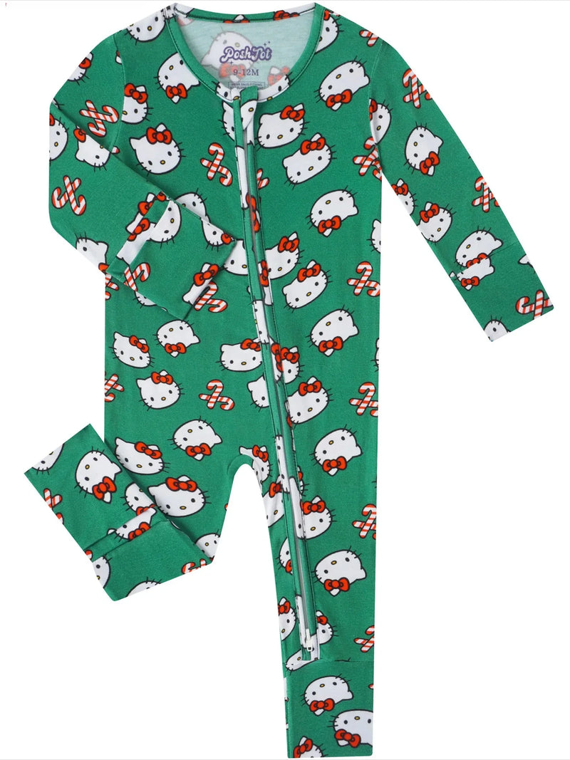 PoshTOT Sanrio Hello Kitty Green Bamboo Baby Convertible Zippy Romper - BIG FRENCHIES