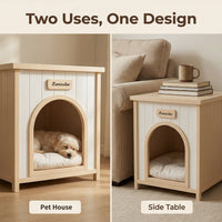 Modern Indoor Wooden Dog House with Removable Cushion – Solid Cedar Pet House for Small Dogs & Cats, Furniture-Grade Sca