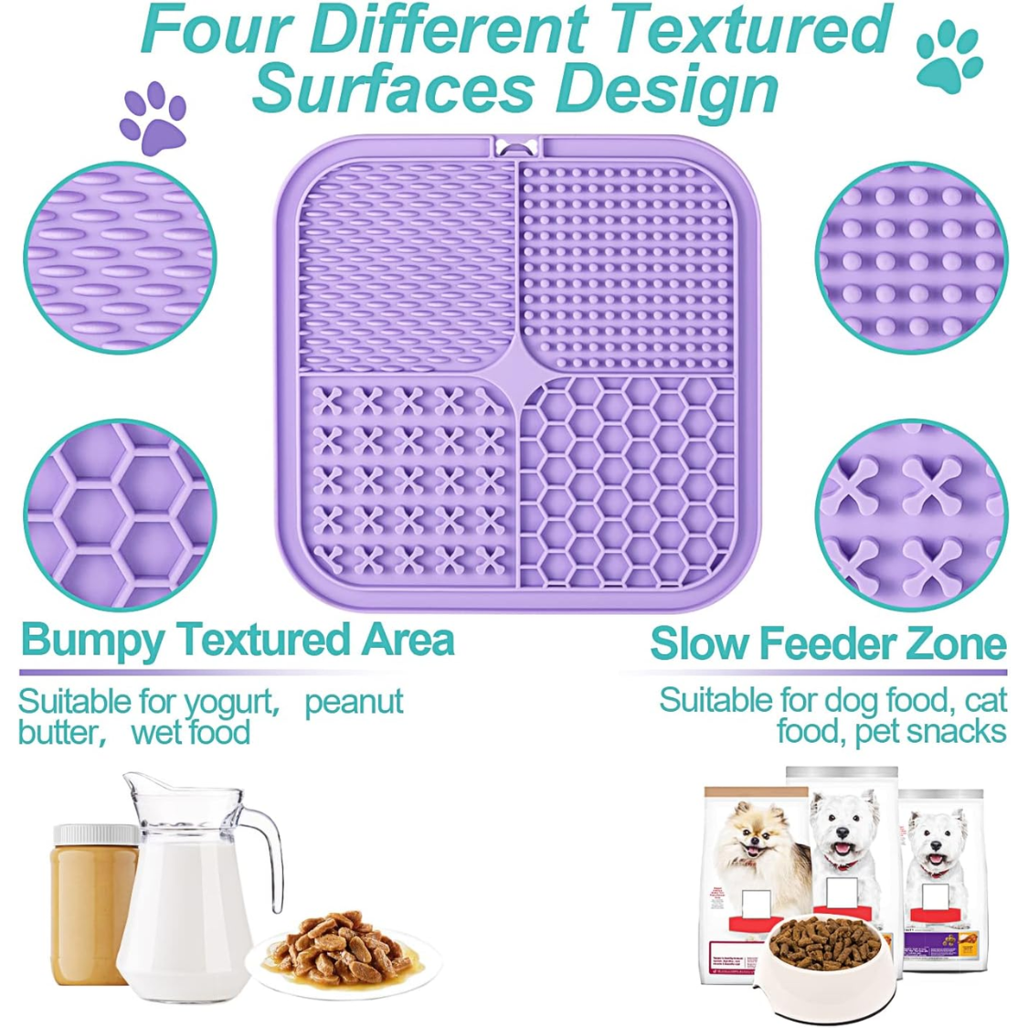 Lick Mat For Dogs Cats 2 Pack, Slow Feeder Licking Pad With Suction Cups For For Anxiety Relief And Boredom Reducer, Per