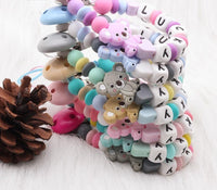 Modern Handmade Personalized Name Baby Pacifier Clips Silicone Pacifier Chain Wood Pacifier Holders For Pacifier For Baby Kids - BIG FRENCHIES