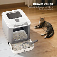 Elevated Leak Proof Elf White Cat Litter Box, Made Of Sturdy And Durable Materials, Also Suitable For Multi Cat Househol