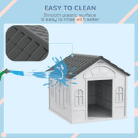 26" Plastic Dog House Outdoor with Air Vents, for Small Medium Dogs, Grey