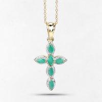 18K Yellow Gold Plated 0.84 Carat Genuine Emerald .925 Sterling Silver Pendant