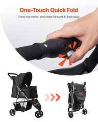 Pet Stroller Foldable 3 Wheels Dog Stroller With Brake Up To 35lbs Travel Camp