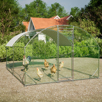 Large Chicken Coop Metal Chicken Run With Waterproof And Anti-UV Cover, Dome Shaped Walk-in Fence Cage Hen House For Out