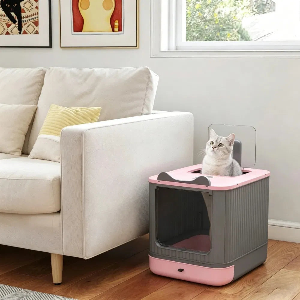 Cat Litter Box with Adjustable Front 17.5 Inches X 13.6 Inches X 15.9 Inches