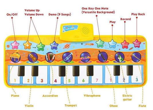 Music Piano Play Mat Multi-function with Instrument Sound Demo Songs Cloth Musical Carpet Educational Toys For Kids - BIG FRENCHIES
