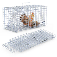 2Pcs 18x8x10In Humane Single Door Live Animal Trap For Spring Summer Collapsible Galvanized Iron Animal Cage Catch And R