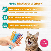 Lickable Cat Treats Squeeze Tubes 20 Sticks Chicken Skin & Coat Multivitamin